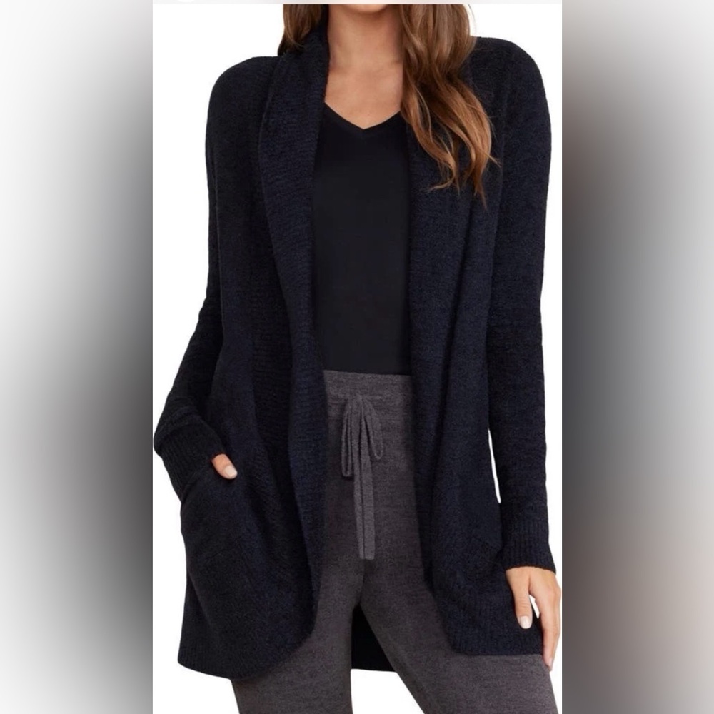 Barefoot Dreams Womens Black Long Sleeve Open Front Cardigan Sweater Size L